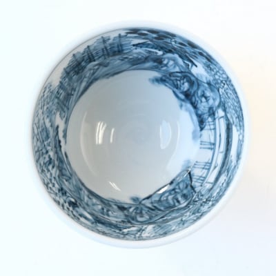 【たち吉】山水角幾何文飯茶碗(黄)京都 茶碗 陶芸品 人気 おすすめ 京焼 清水焼 焼物 軽量