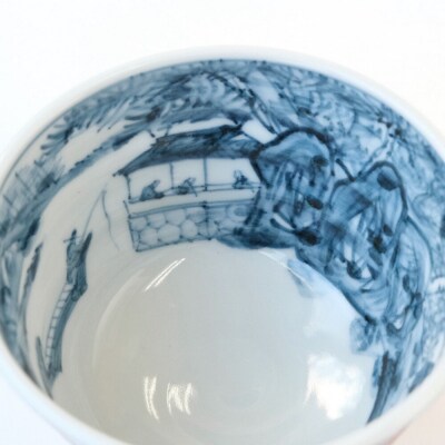 【たち吉】山水角幾何文飯茶碗(朱)京都 茶碗 陶芸品 人気 おすすめ 京焼 清水焼 焼物 軽量