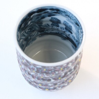 【たち吉】山水菫文湯呑 京都 湯呑 陶芸品 人気 おすすめ 京焼 清水焼 焼物 軽量