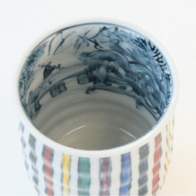 【たち吉】山水彩十草湯呑 京都 湯呑 陶芸品 人気 おすすめ 京焼 清水焼 焼物 軽量
