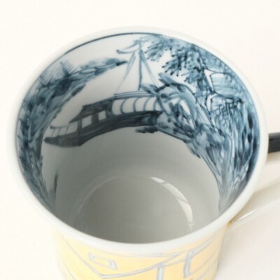 【たち吉】山水角幾何文マグ(黄)京都 マグ 陶芸品 人気 おすすめ 京焼 清水焼 マグ マグカップ