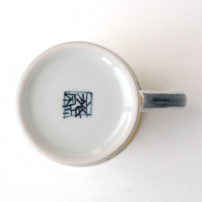 【たち吉】山水角幾何文マグ(黄)京都 マグ 陶芸品 人気 おすすめ 京焼 清水焼 マグ マグカップ