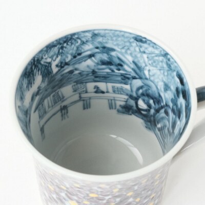 【たち吉】山水菫文マグ 京都 マグ 陶芸品 人気 おすすめ 京焼 清水焼 マグ マグカップ 