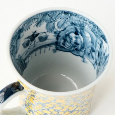 【たち吉】山水山吹文マグ 京都 マグ 陶芸品 人気 おすすめ 京焼 清水焼 マグ マグカップ 