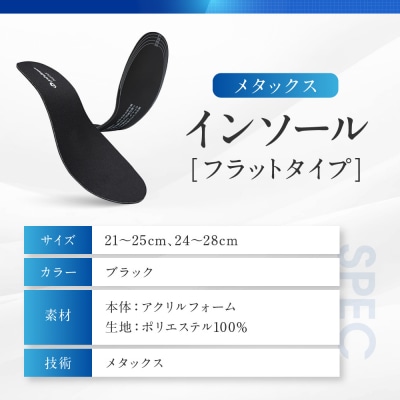 【ファイテン】インソール フラットタイプ メタックス ブラック<21.0～25.0cm>
