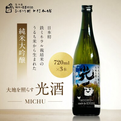 【ひかり餅中村本舗】京都伏見 純米大吟醸 大地を照らす 光酒～MICHU～ 720ml×3本