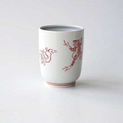 【たち吉】鳥獣戯画 湯呑 赤絵|京都 湯呑 陶芸品 人気 おすすめ