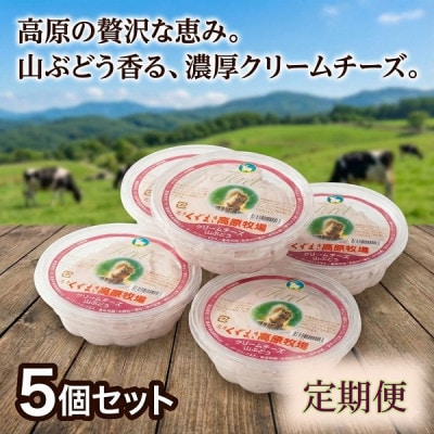【毎月定期便】くずまき高原牧場 クリームチーズ【山ぶどう】100g×5個セット全7回