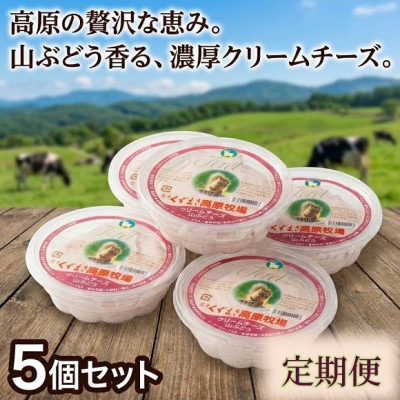 【毎月定期便】くずまき高原牧場 クリームチーズ【山ぶどう】100g×5個セット全8回