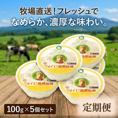 【毎月定期便】くずまき高原牧場 クリームチーズ【プレーン】100g×5個セット全6回