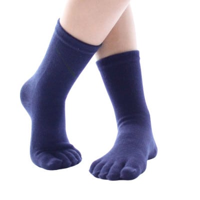 【婦人サイズ22～24cm/クルー丈/ネイビー】五本指消臭ソックス4足セット