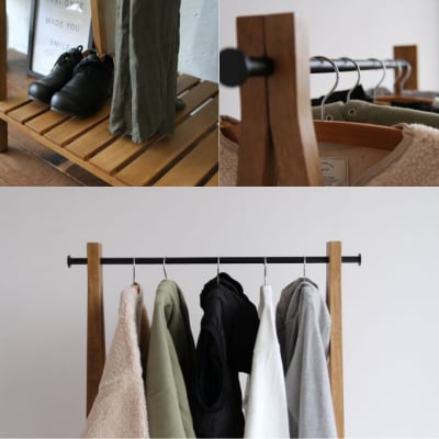 ハンガーラック Rasic Hanger Rack 棚付き 木製 おしゃれ[No5698-0689]