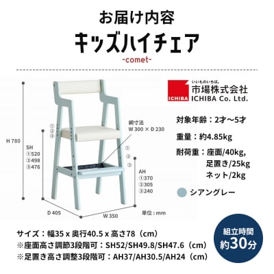 期間限定寄附額 Kids High Chair シアングレー [No5698-0690]