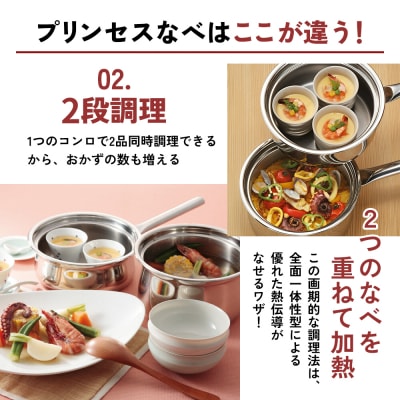 [ プリンセスなべ S・L セット ] レシピ付き 蒸し鍋 揚げ鍋 [No5698-0558]