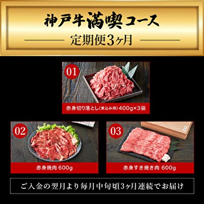 神戸牛赤身3種【3ヵ月連続お届け】[No5698-0628]