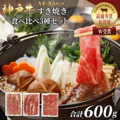 期間限定寄附額 神戸牛 福袋 すき焼き 計600g 200g×3パック [No5698-0764]