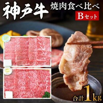 神戸牛 焼き肉用 2種 食べ比べセット Bセット 1kg (500g×2)[No5698-0767]