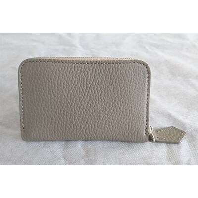 国産シュリンクレザー　ラウンドZIPコインケース(グレージュ)[No5698-7521]