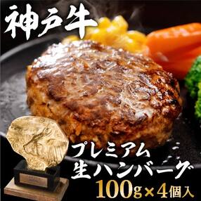 神戸牛100%プレミアム生ハンバーグ100g×4個入 合計400g[No5698-0867]