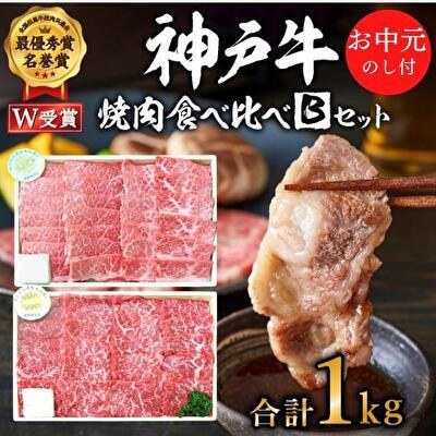 お中元 神戸牛 焼肉 食べ比べ Bセット 計1000g 肩 もも [No5698-0902]