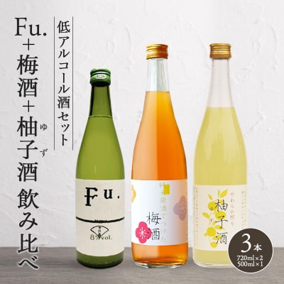 低アルコール酒セット(Fu.+梅酒+柚子酒)飲み比べ 富久錦 母の日 [No5698-0918]