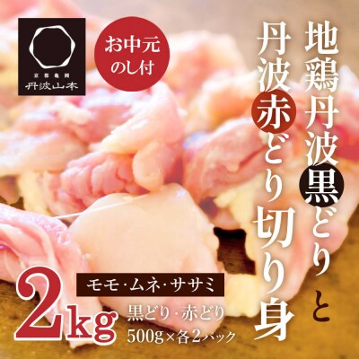 【お中元】地鶏 丹波 黒どり & 赤どり 切身 各500g 計4パック[No5698-1052]