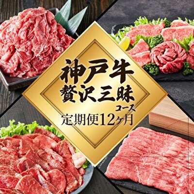  定期便 肉 神戸牛 贅沢三昧【12ヶ月連続お届け】全12回 ヒライ牧場 [No5698-0701]