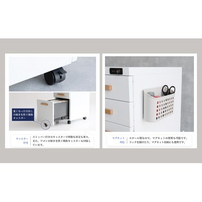 デスクワゴン 鍵付き キャスター付き 3段 完成品 ブラック[No5698-2232]