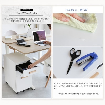 デスクワゴン 鍵付き キャスター付き 3段 完成品 ブラック[No5698-2232]