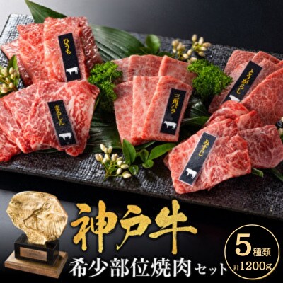 神戸牛希少部位焼肉セット 5種 計1.2kg 各80g×3P[No5698-2248]