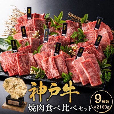 神戸牛 焼肉 食べ比べ 9種 計2160g(80g×27) ゆず山椒付き [No5698-2250]