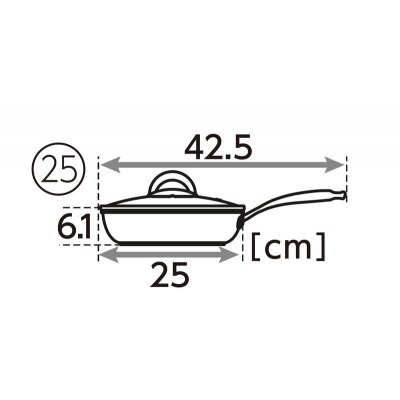 フライパン25cm ガス専用 蓋付き マットブラック アサヒ軽金属 [No5698-2541]