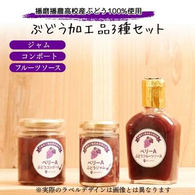 ぶどう 播磨農業高校産ぶどうを使用した加工品3種各1本セット[No5698-2774]