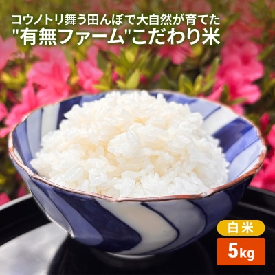 コウノトリ舞う田んぼで大自然が育てた有無ファームこだわり米 白米 5kg[No5698-2786]