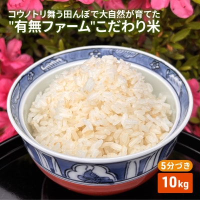コウノトリ舞う田んぼで大自然が育てた有無ファームこだわり米5分づき10kg[No5698-2789]