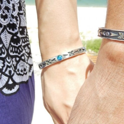 長七屋のケラマブルーバングル　GT-G-01 　証明書・BOX付き　シルバー