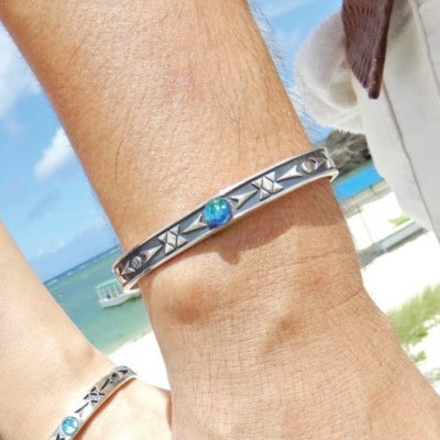 長七屋のケラマブルーバングル　GT-G-02　証明書・BOX付き　シルバー