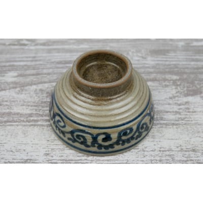 伝統のやちむん　からくさ紋様 3.5寸マカイ ペア【仁陶器工房】