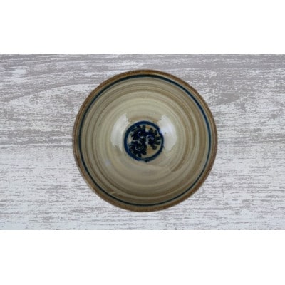 伝統のやちむん　からくさ紋様 3.5寸マカイ ペア【仁陶器工房】