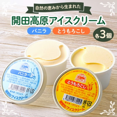 開田高原アイスクリーム6個セット(バニラ3個、とうもろこし3個)