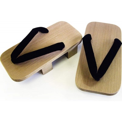 木曽ねずこ下駄　黒鼻緒　男性用　並寸