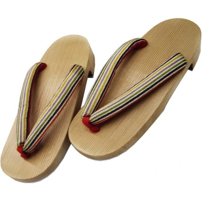 木曽ねずこ下駄　縞柄高原鼻緒　女性用　並寸