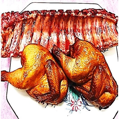 【クリスマス限定12月中旬発送】スペアリブスモーク1個、半丸チキンスモーク2個