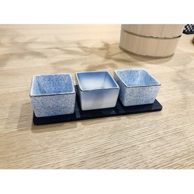 藍染杉コースター・三種盛り コバルト(陶磁器)セット【A054a】 