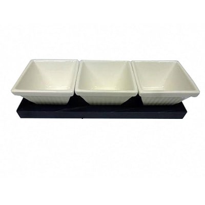 藍染杉コースター・三種盛り 白磁(陶磁器)セット【DM003】 