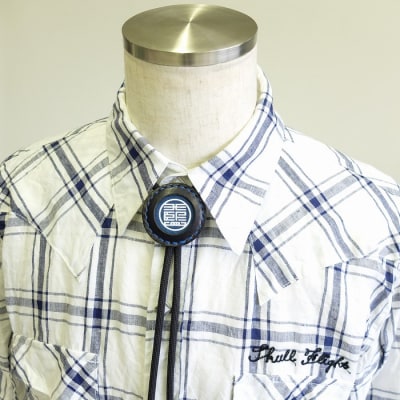 阿波レザー　阿波藍マーク ループタイ【CZ004】