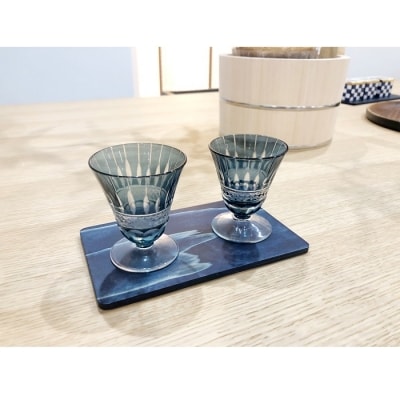 藍染杉コースター・藍切子 高台セット【DM006】