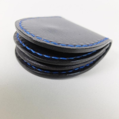 阿波レザー　本藍染め 丸型小銭入れ【CZ016】