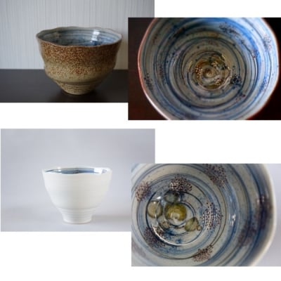 大谷焼 幻の渦潮麺鉢セット(茶・白)【EE003】