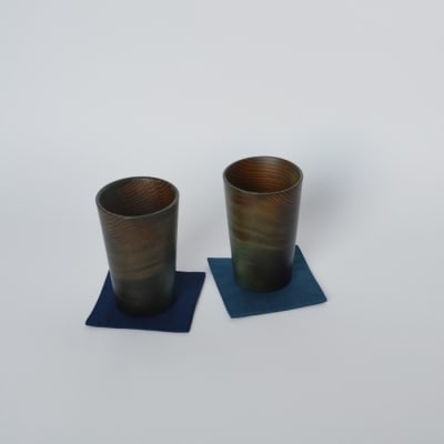 杉の藍染コップ(藍染コースター付)【DF002】